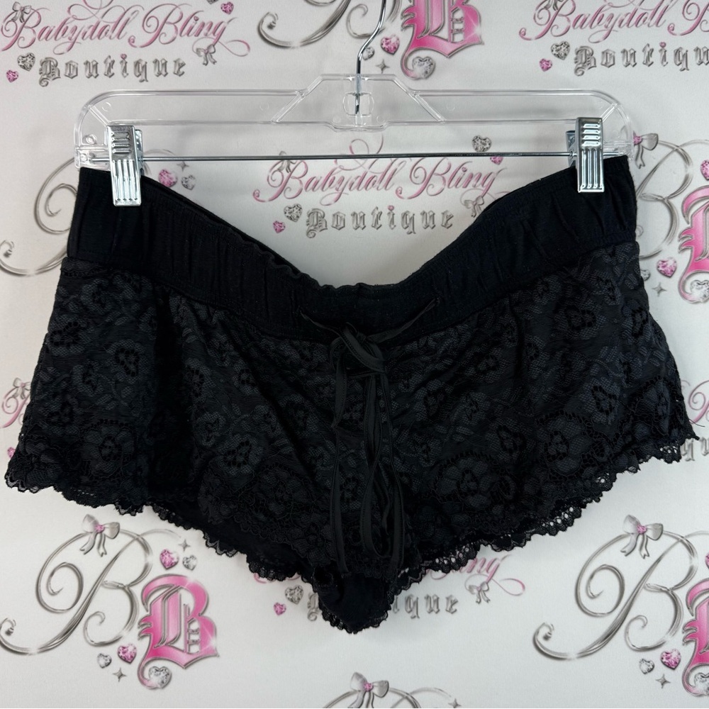 La senza short floral Lacie Lacey Y2K booty shorts, Black Lace Women's Shorts